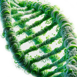 Visuelle Darstellung einer DNA-Doppelhelix, die die DNA-Struktur und Reparaturprozesse veranschaulicht, wobei NAD+ die Enzyme für die DNA-Reparatur mit Brennstoff versorgt