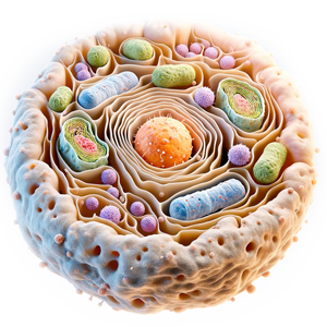 Abbildung einer Körperzelle, die die Struktur und Organellen zeigt, einschließlich Zellkern und Mitochondrien, um die Rolle von NAD+ in Zellprozessen wie der Energieproduktion über die Mitochondrien zu veranschaulichen