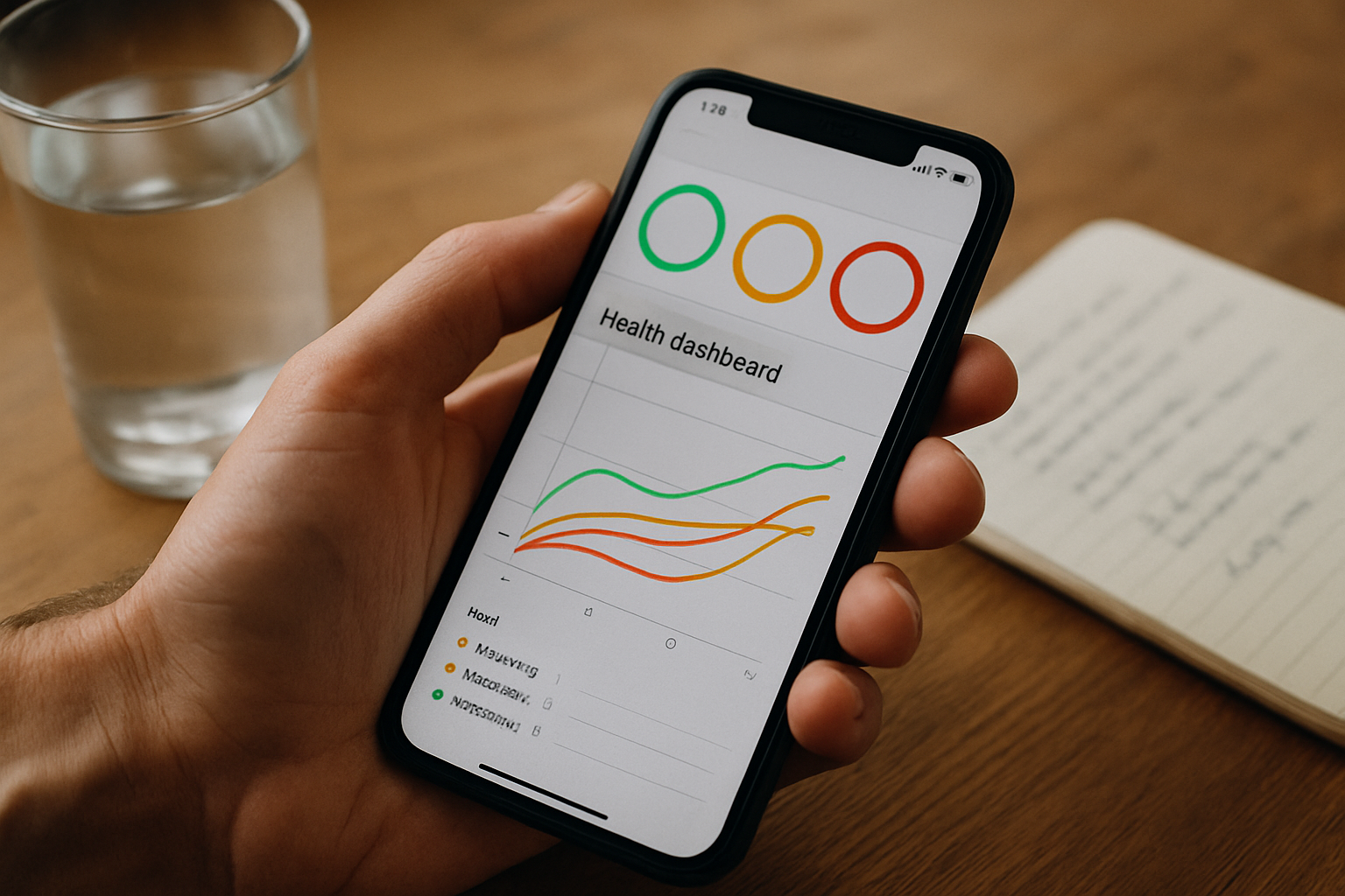 Smartphone mit Dashboard zum biologischen Alter als Hilfsmittel zur Messung Ihres biologischen Alters