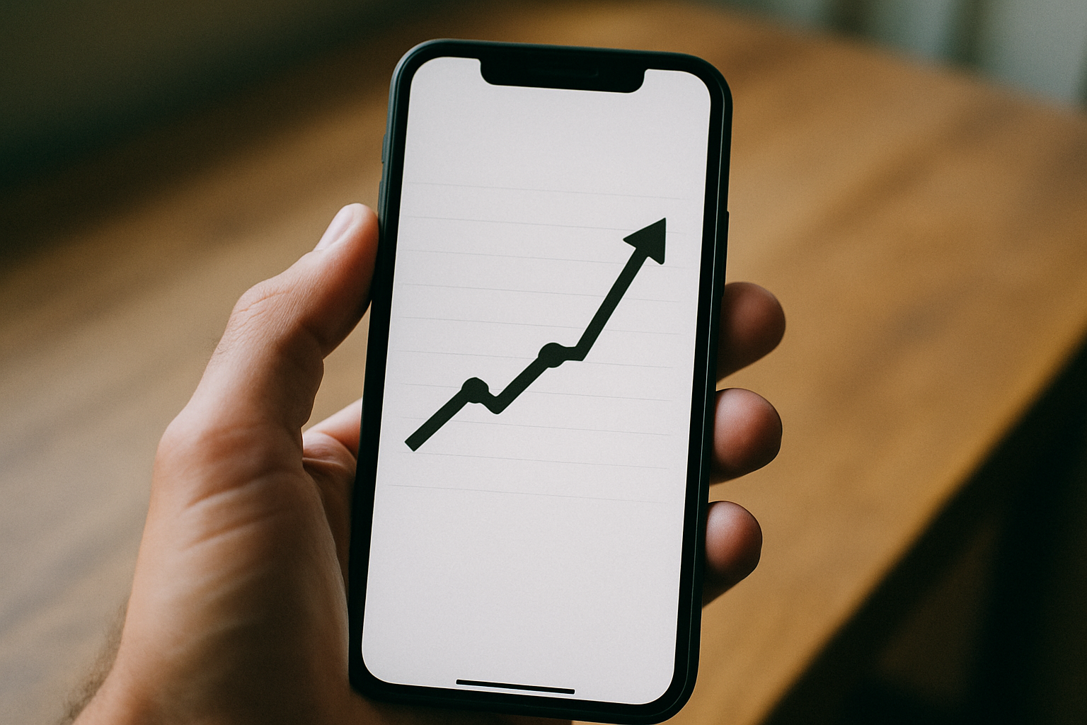 Smartphone mit einer aufsteigenden Grafik, die einen verdoppelten NAD-Wert nach zwei Monaten NMN-Einnahme zeigt