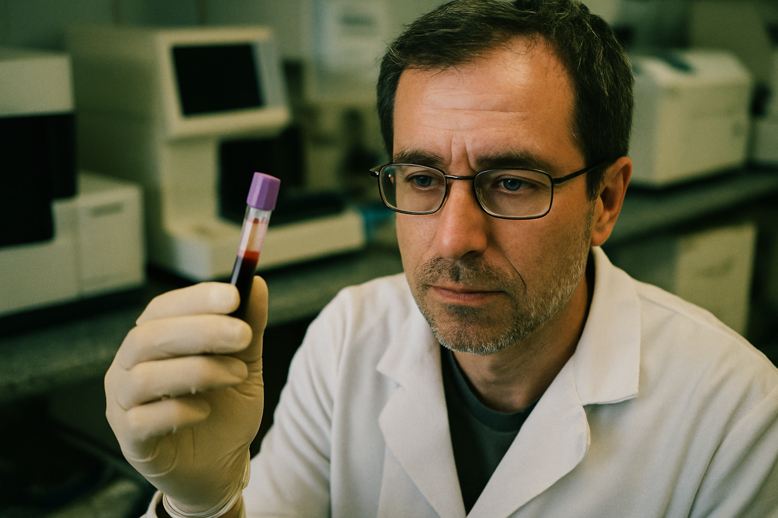 Laboranalyse einer Blutprobe fuer den biologischen Alterstest ueber DNA-Methylierung
