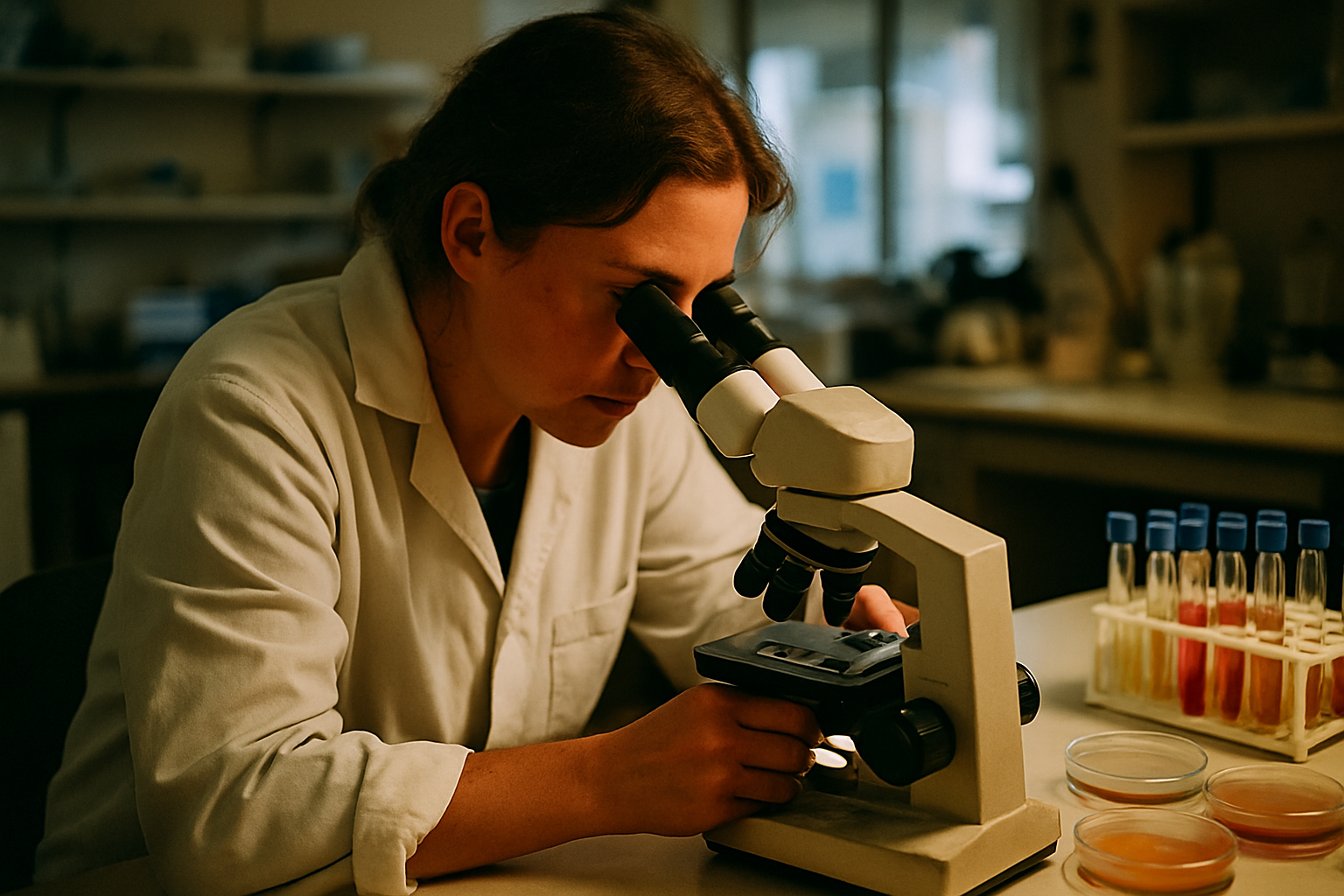 Wissenschaftler im Labor untersucht Spermidin und Zellalterung unter dem Mikroskop